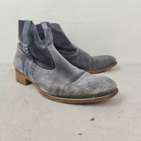 N.D.C. Ankle Boots Womens 39 US 9 Blue Gray Suede Pull On Western Cowgirl Boho - Picture 2 of 9